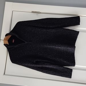 Black/grey marled half zip cotton blend sweater!